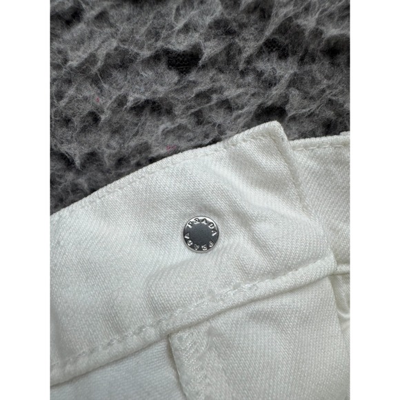 Prada Womens Ivory High Rise Minimalist Classic wide leg flare Fit Jeans Size 25 - Picture 9 of 16